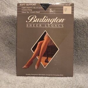 Vintage Burlington Sheer Legacy Black Pantyhose Size Small Soft Support Control